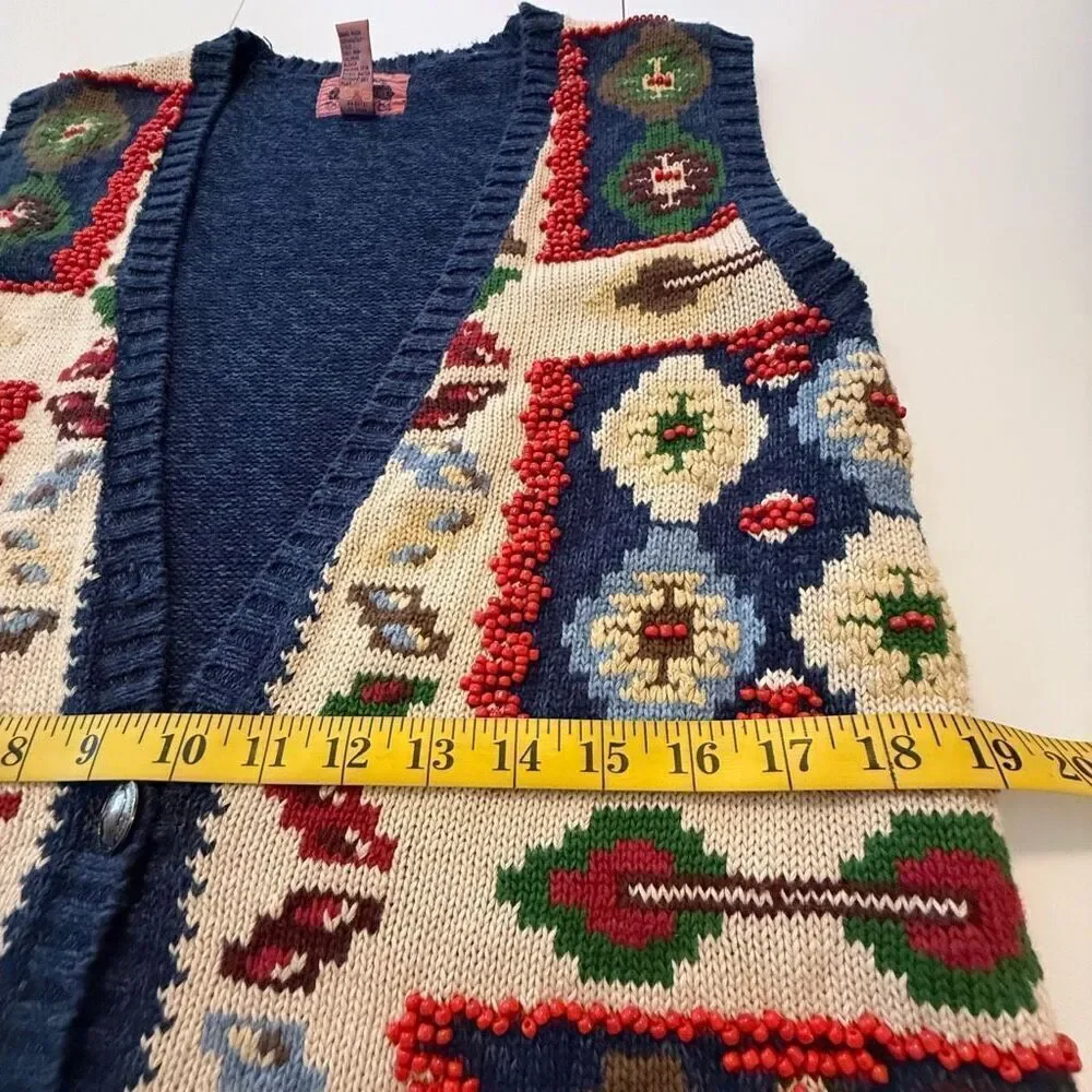 Vintage Cambridge Dry Goods Country Store Beaded Navajo Sweater Vest Sz S